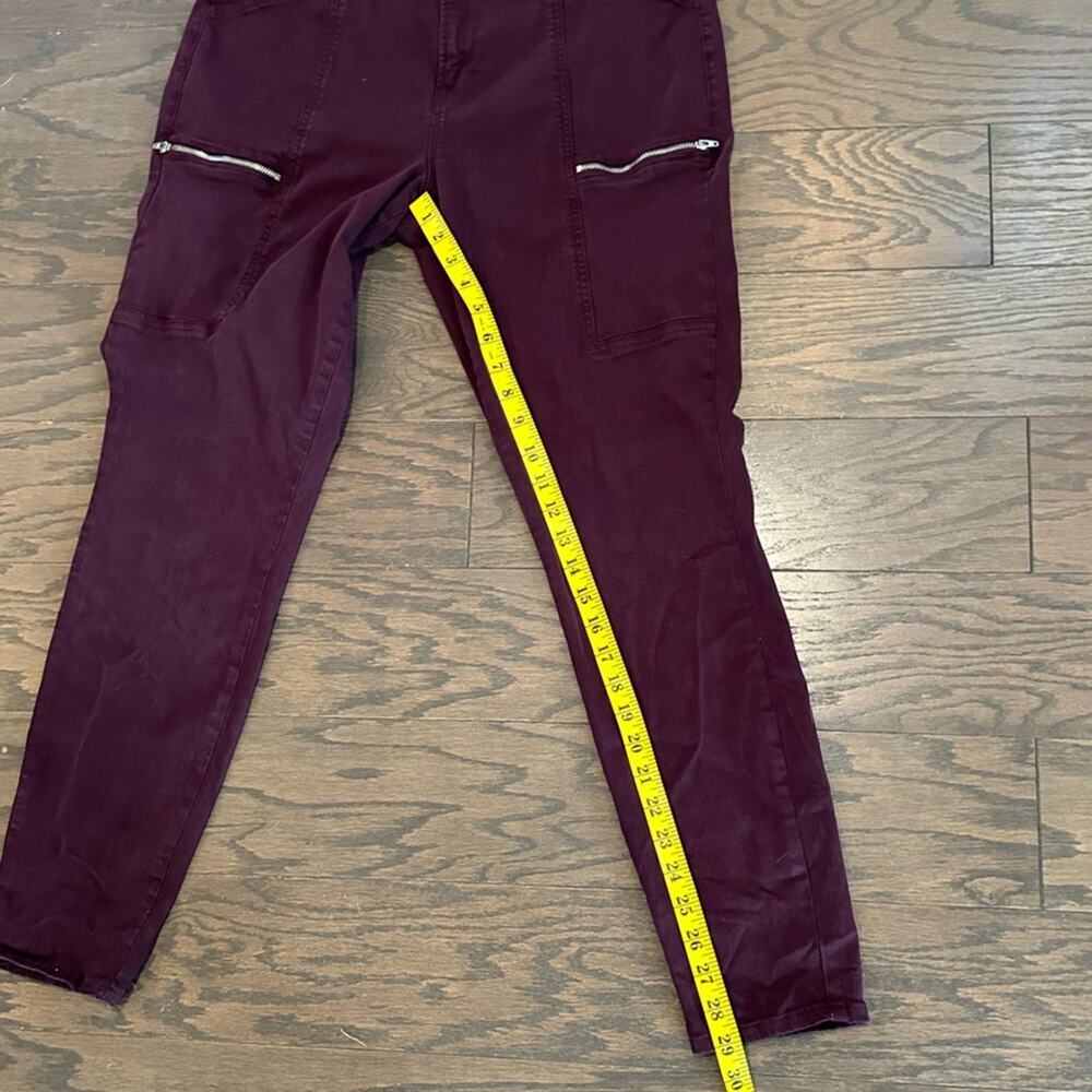 Pistola Zip Pocket Skinny Pants Burgundy Wine Stretch Utility Jeans Size 31 - Picture 7 of 9